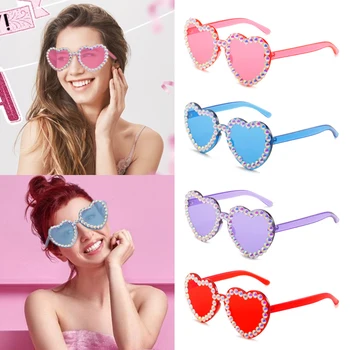 2023, Милые цвета для женщин и девочек, солнцезащитные очки с бриллиантовым цветком UV400, акриловые солнцезащитные очки в форме сердца для взрослых, женские модные солнцезащитные очки