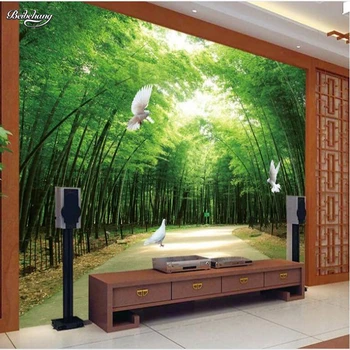 beibehang fresco высококачественная атмосфера свежий бамбуковый лес шокирующий 3D ТВ фон флизелиновые обои papel de parede