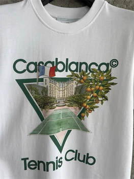23SS Базовая Стильная Белая футболка Casablanca Triangle Для мужчин и женщин 1: 1, Лучшая Качественная Повседневная футболка, Футболки, Берсерк