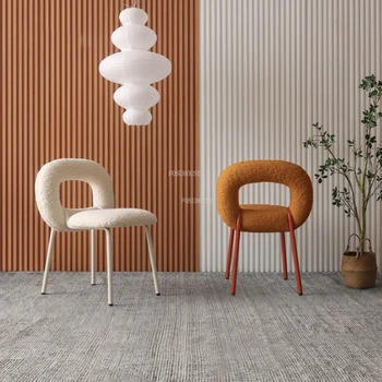 Скандинавские железные стулья для гостиной, обеденный стул в античном стиле, Современная мебель для дома, спинка из бархата ягненка, диван-кресло Ins