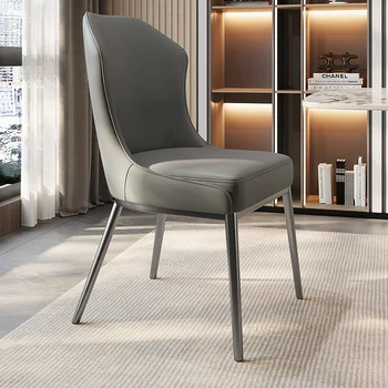 Итальянские легкие Роскошные кожаные обеденные стулья для кухонной мебели, современный минималистичный Креативный обеденный стул, Дизайнерский стул со спинкой