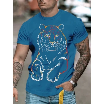 Новая модная мужская одежда, высококачественная футболка оверсайз y2k Beast Со стразами, дизайнерские топы с коротким рукавом, повседневная уличная футболка в стиле панк