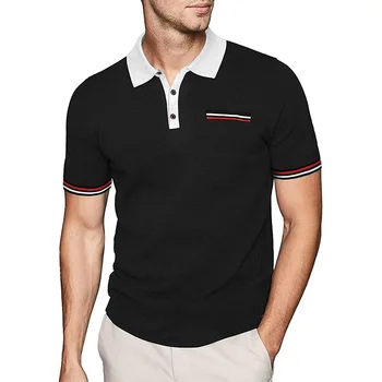 Мужчины Поло Мужская рубашка С коротким рукавом Рубашка Поло Контрастного цвета Поло Новая Одежда Летняя Уличная Повседневная Мода Мужские топы
