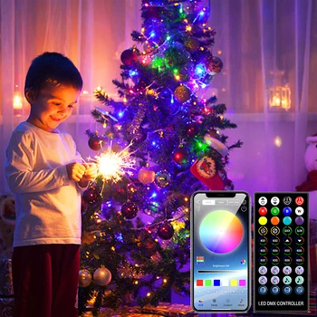 20-метровое интеллектуальное управление приложением Fairy Light Outdoor RGB Bluetooth Рождественская елка, гирлянда, USB-гирлянда для свадебного праздничного декора