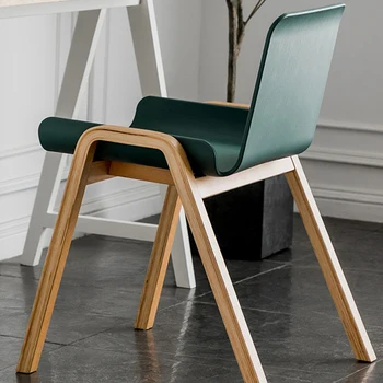 Уникальный Пластиковый обеденный стул с деревянными ножками в скандинавском стиле, Кресло для отдыха, Кресло для отдыха, Мебель для библиотеки Sillas De Comedor для гостиной