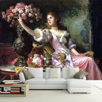 Фотообои beibehang на заказ 3d Европейская классика Ручная Роспись Маслом Красивая Роза Фон для гостиной Обои