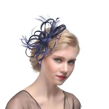 Свадебная шляпа-чародейка с оборками из цветочных перьев Чаепитие Для женщин и девочек Заколка для волос Со стразами Винтажный банкет