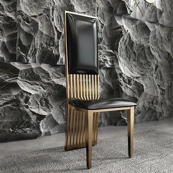 Легкие Роскошные обеденные стулья из нержавеющей стали, современная дизайнерская мебель для столовой, креативный ресторанный стул, домашний стул с высокой спинкой.