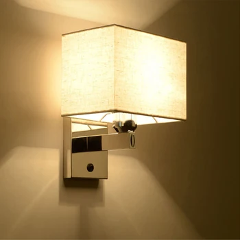 Настенный светильник из прямоугольной ткани, современный простой настенный светильник для спальни со светодиодным прожектором мощностью 3 Вт, лампа для украшения гостиничного номера