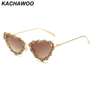 Kachawoo горный хрусталь кошачий глаз солнцезащитные очки металлическая оправа коричневый серый женские винтажные солнцезащитные очки женские трендовые украшения подарки на день рождения