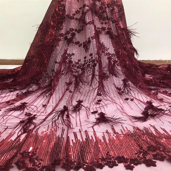 Роскошная Африканская кружевная ткань с пайетками 2019, высококачественная 3D кружевная ткань с кисточками из тюля в нигерийском стиле для свадебного вечернего платья