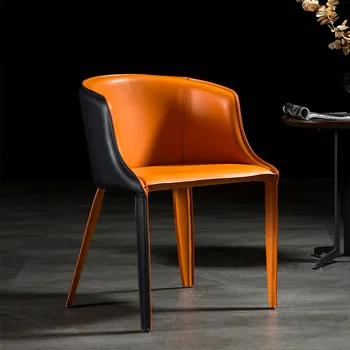 Обеденный стул для ресторана высокого класса, легкое роскошное простое кресло в скандинавском стиле, кресло для отдыха в отеле, офис продаж, кожаное седло для столовой