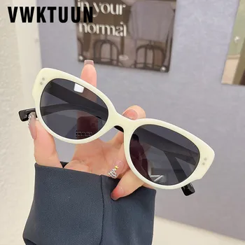 VWKTUUN Женские Солнцезащитные Очки Винтажные Негабаритные Очки Для Женщин В Оправе С Заклепками Солнцезащитные Очки Man UV400 Eyewear Красочные Солнцезащитные очки