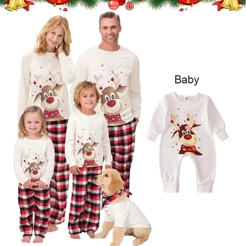 Рождественская пижама Модный семейный образ Зима 2022 Новый год Одинаковые пижамы для мамы и дочки Семейные комплекты Пижамы