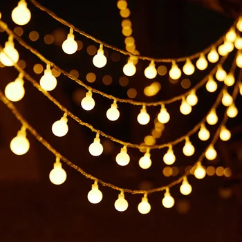 Рождественская наружная гирлянда, освещение, сказочный светодиодный шар, струнная гирлянда, свадебные огни для украшения дома, комнаты, вечеринки, лагеря, сада.