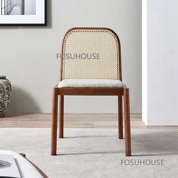 Скандинавские обеденные стулья из массива дерева, бытовое мягкое сиденье, обеденный стул из ротанга, Ресторанная кухонная мебель в стиле ретро, стул со спинкой CN