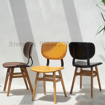 Скандинавский обеденный стул, кухонная мебель, домашние обеденные стулья со спинкой, современные простые металлические элементы искусства, кожаное кресло для промышленного макияжа.
