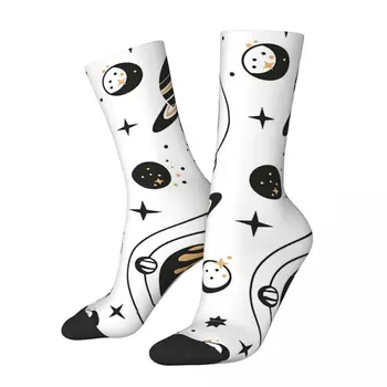 Планеты в стиле хип-хоп, плавающие в Галактике, сумасшедшие мужские носки, Звезда Зодиака, Уличный стиль, бесшовные носки с принтом для экипажа, подарок для мальчиков