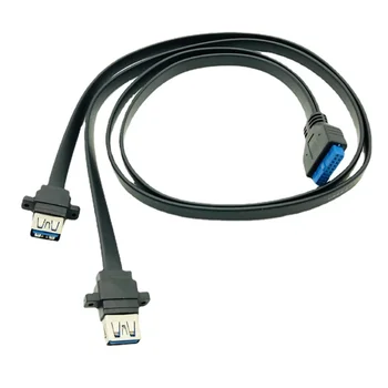 Разъем USB 3.0 для крепления панели, двухпортовый USB 3.0 для крепления панели к материнской плате, 20-контактный разъем для подключения плоского кабеля, шнур НОВЫЙ