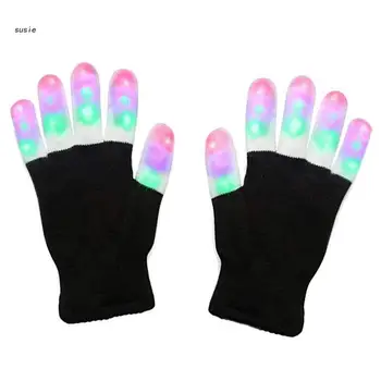 Перчатки X7YA с подсветкой для пальцев, светодиодные теплые перчатки для светового шоу, танцевальный подарок на Хэллоуин и Рождество