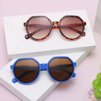 Модные Круглые Солнцезащитные очки Для детей в большой оправе Фирменный дизайн Солнцезащитные очки для девочек и мальчиков с защитой от ультрафиолета Классические Детские очки UV400