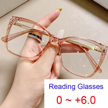 Винтажные модные очки для чтения при дальнозоркости, женские роскошные Брендовые Негабаритные квадратные очки, Женские Увеличительные стекла по рецепту