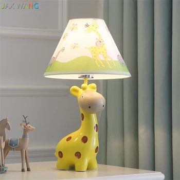 Современная настольная лампа с мультяшными животными из смолы, светодиодный слон и жираф, настольные лампы для детской комнаты, прикроватные лампы для спальни, домашнее освещение
