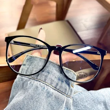 Женские прозрачные очки для близорукости с защитой от синего света, очки для близорукости, Рецептурные очки Унисекс в круглой оправе без диоптрий
