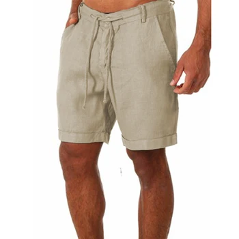 2023 Новые мужские хлопчатобумажные льняные шорты и брюки, мужские летние дышащие однотонные льняные брюки, уличная одежда для фитнеса S-4XL