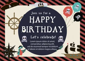 пиратский воздушный шар с днем рождения корабль в полоску тематические фоны Виниловая ткань Высококачественная компьютерная печать настенные фоны