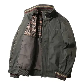 Весенне-осенняя повседневная хлопковая свободная тактическая куртка на молнии, мужская военная куртка-бомбер, винтажная куртка с накладным вырезом, мужская