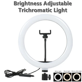 Рождественский подарок 10, 12, 14-дюймовый светодиодный кольцевой светильник для селфи с регулируемой яркостью с подставкой без штатива 160-сантиметровая лампа для фотосъемки телефона Ringlight