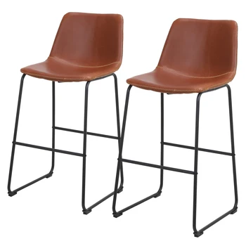 FCH 2шт Барный стул из кованого железа Размером до 47x35x100 см 3 размера Квадратный Бронзовый/темно-коричневый [На складе в США]