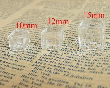 100шт прозрачная квадратная стеклянная бутылка 10 мм, 12 мм и 15 мм для ювелирных аксессуаров для ожерелья своими руками-выбор размера