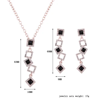 Новый модный комплект украшений из розового золота, Изысканное ожерелье с несколькими квадратными подвесками, Элегантные серьги, свадьба/вечеринка/выпускной