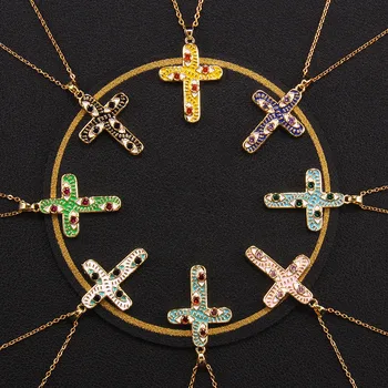 Модное ожерелье с крестом в виде хрустальных глаз из нержавеющей стали, высококачественное геометрическое колье, ювелирные изделия, подарки для вечеринок для женщин и девочек
