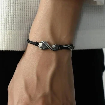 Новый 2023 винтажный модный браслет серебряного цвета, веревочный открытый браслет, ювелирные аксессуары для банкета, подарок