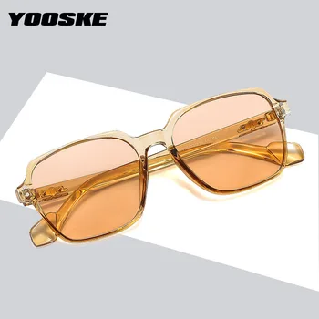 Женские солнцезащитные очки YOOSKE Retro Square 2023, брендовая дизайнерская обувь, винтажные Роскошные солнцезащитные очки для мужчин, прозрачные очки для вождения, оттенок UV400