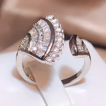 2023 Новое серебряное кольцо для женщин, модное Веерообразное женское кольцо с полным бриллиантом и цирконием, Изысканные Регулируемые ювелирные изделия, Подарок на День рождения