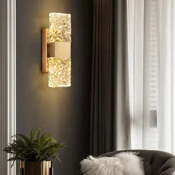 Хрустальный настенный светильник из нержавеющей стали, современный простой настенный светильник для прикроватной тумбочки в гостиной, спальне, скандинавский коридор, лестница, настенное бра