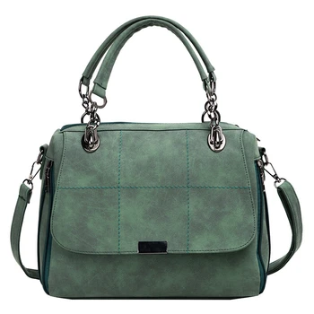 Матовая женская сумка-скраб, женские сумки через плечо, женская сумка-тоут из искусственной кожи большой емкости, цвета зеленого маття, Бостонская сумка для путешествий