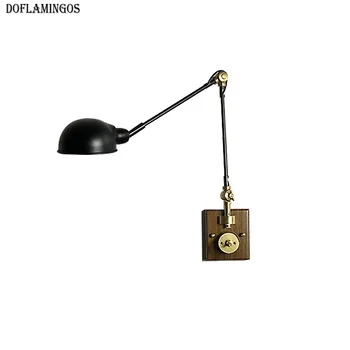 Скандинавский современный минимализм, Железный переключатель, настенный светильник из массива дерева, LED E27, американский Кантри, студийный прикроватный настенный светильник