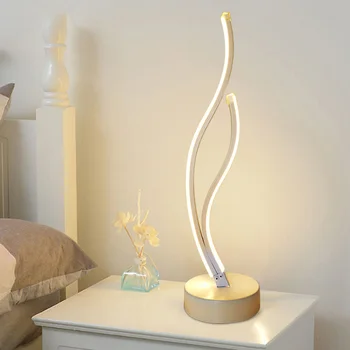 Настольная лампа Nordic для помещений, современный ночник в форме спиральной волны, ночник для домашней спальни, прикроватная лампа для отеля, Акриловая металлическая настенная светодиодная подсветка