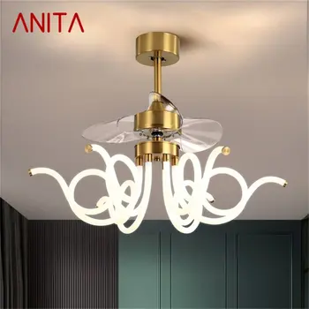 ANITA Потолочный вентилятор в стиле постмодерн с дистанционным управлением Современное светодиодное освещение для домашней столовой
