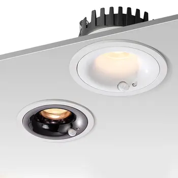 Светодиодный светильник с датчиком излучения PIR 7 Вт, 10 Вт, 12 Вт, инфракрасный встраиваемый потолочный светильник Humen, охранный светильник для входа в коридор