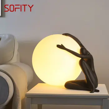 Настольная лампа SOFITY Nordic с современным креативным орнаментом, настольная лампа из смолы, светодиодный декор для дома, гостиной, кабинета, прикроватной тумбочки.