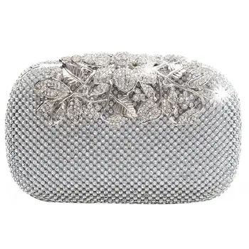 Уникальная застежка Серебряная Бриллиантовая Вечерняя сумочка с кристаллами, клатч, сумочка для вечеринки, кошельки и сумки для выпускного вечера, дизайнерские сумки класса люкс