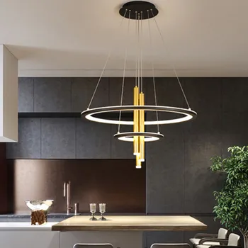Современная светодиодная круглая люстра для гостиной, кухни, бара, подвесная люстра в стиле лофт, Алюминиевая люстра для столовой