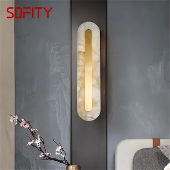Настенный светильник DEBBY Nordic в постмодернистском стиле, роскошные латунные светильники, Прямоугольное Мраморное светодиодное освещение для гостиной и спальни