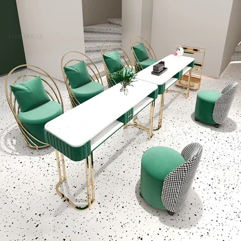 Роскошные маникюрные столы Nordic Light, набор стульев, современные простые двухслойные маникюрные столы, одинарный двойной профессиональный маникюрный стол